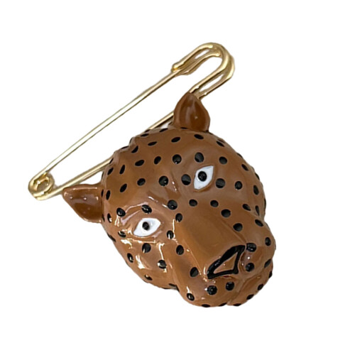 Unique Enamel Leopard Pin Lapel Accessory-Dark Brown