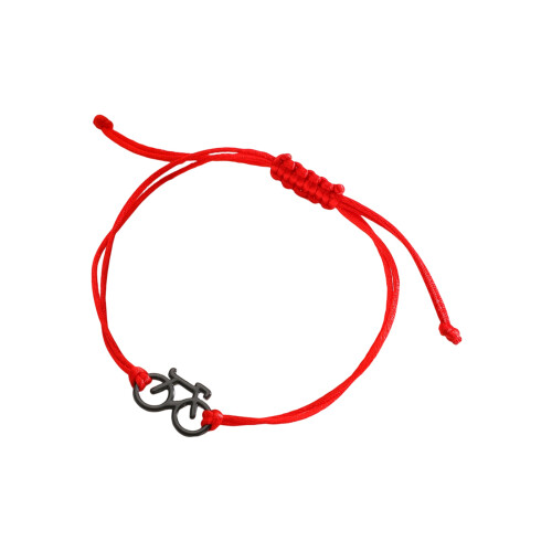 Artisanal Handwoven Adjustable Copper Bracelet With Bicycles-5