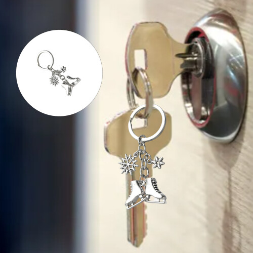 Skiing And Skating Inspired Keychain Featuring Snowflake And Ice 1