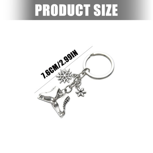 Skiing And Skating Inspired Keychain Featuring Snowflake And Ice 2