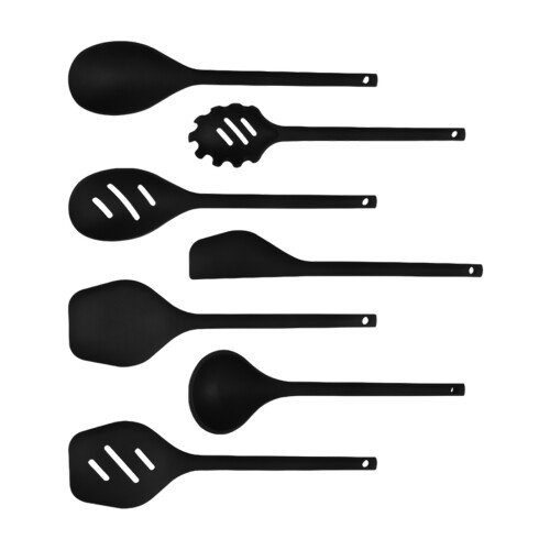 7Pcs Silicone Cookware Set For Frying Baking Stirring-Black