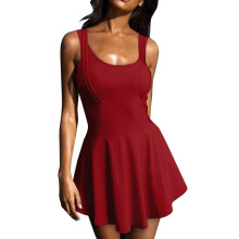 Womens Sleeveless Athletic Tennis Golf Dress-Burgundy M
