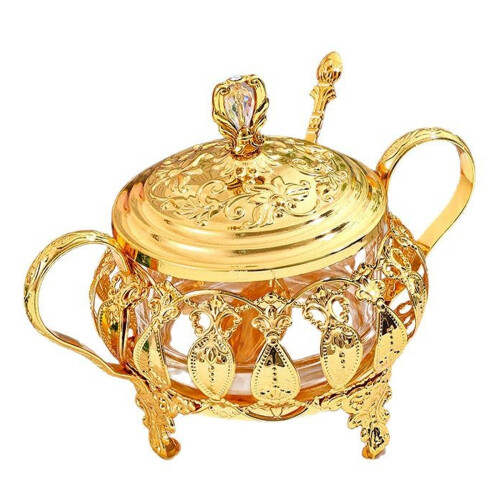 Glass Condiment Jar With Sturdy Iron Base Seasoning Container