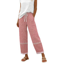 Size Pants Womens Pants Drawstring Lantern Beach Pant-Red M