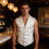 Gothic Waistcoat Victorian Medieval V Neck Button-L Navy Blue 6