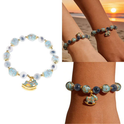 Elegant Agate Crystal Beaded Bracelet Glow in Dark Beads Bangle 1