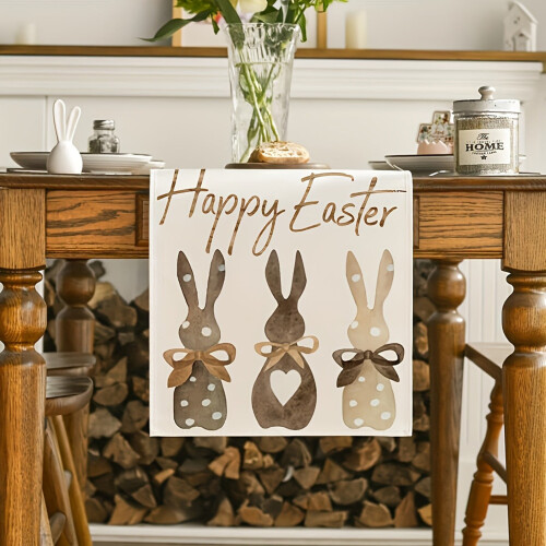 Chemin de table Lapin de Pâques 108 x 13 pouces kaki 1