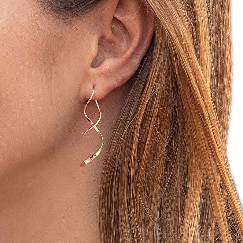 Spiral Threader Earrings 925 Sterling Silver Rose Gold