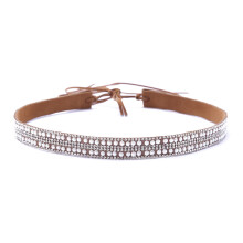 Rhinestone PU-hattebånd for cowboy-, fedora- og stråhatter