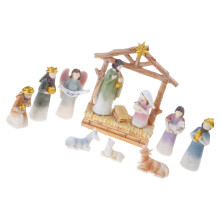 Miniature Nativity Set Resin Holy Family Donkey