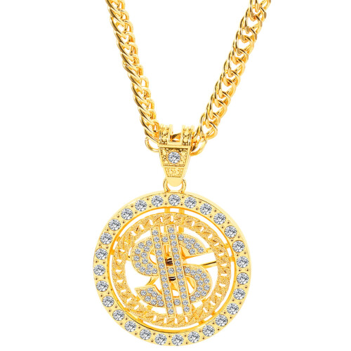 Gold or Silver Plated Chain Necklace with Dollar Sign