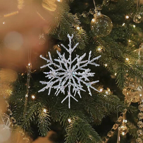Christmas Tree Ornament Wrought Iron Snowflake 3D Silver 2