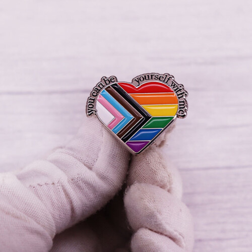 SUNRI enamel pin safe space trans flag ally badge 1