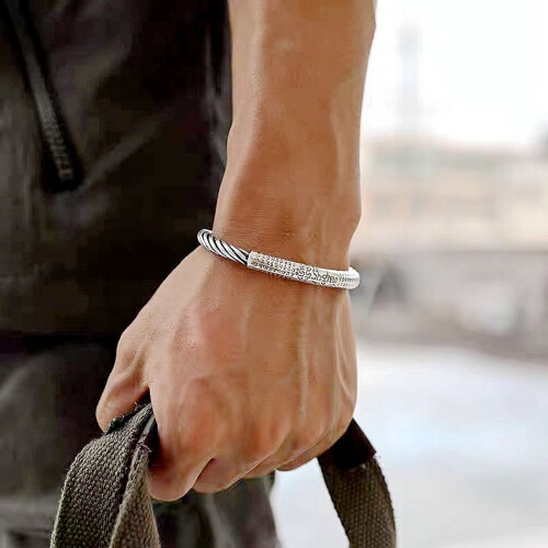 Openable Bracelet Featuring Six Character Mantra Vintage Design 1