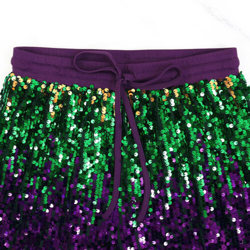 Women's Glitter Sequin Long Loose Pants Bling Party-Multi S 1