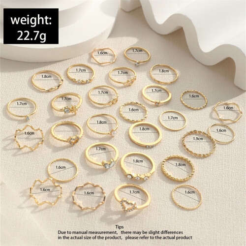 Stackable Knuckle Rings for Women Gold 28-Piece 2