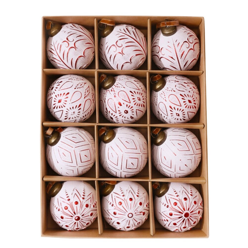 12er-Pack Weihnachtskugeln, Kunststoff, 8 cm