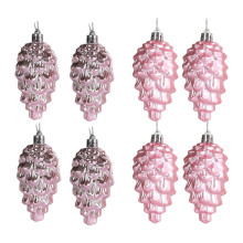 8-teiliger rosa Weihnachtsbaumschmuck, 9 cm