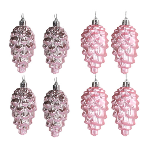 8-teiliger rosa Weihnachtsbaumschmuck, 9 cm