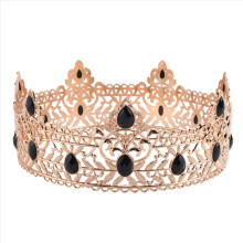 Vintage kongekrone for menn – legering med svarte strass