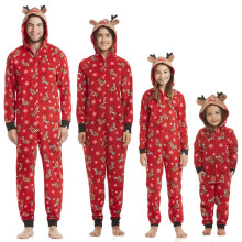 Family Matching Pajama Set Reindeer Hooded Onesie Zipper