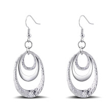 Women's Silver and Gold Triple Oval Bohemian Drop Earrings