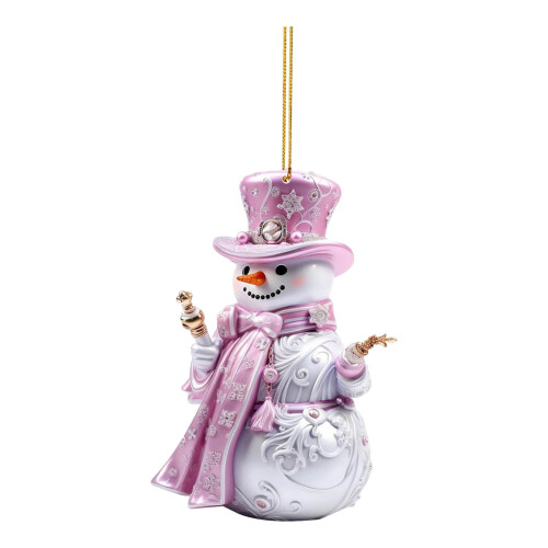 2025 Roze Sneeuwpop Acryl Kerstornament