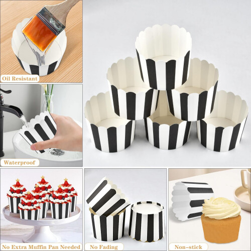Schwarze und weiße Sandwurm-Cupcake-Förmchen, 100 Stück 1
