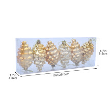 6er-Pack goldene Weihnachtsbaumkugeln, 9,3 cm große Kunststoffanhänger
