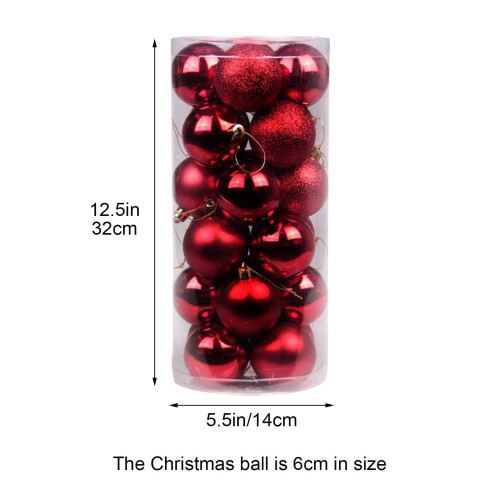 24pcs White Shatterproof Christmas Tree Baubles 6cm 1
