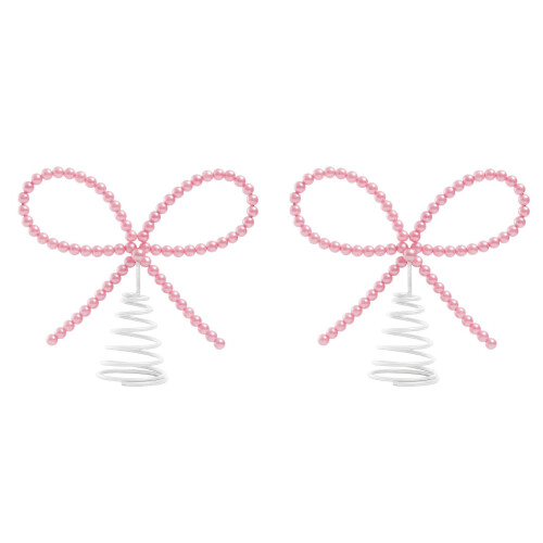 Pearl Tree Topper Bow with Spiral Base 2 pcs