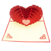 Handmade 3D Love Heart Greeting Card for Valentine's Day