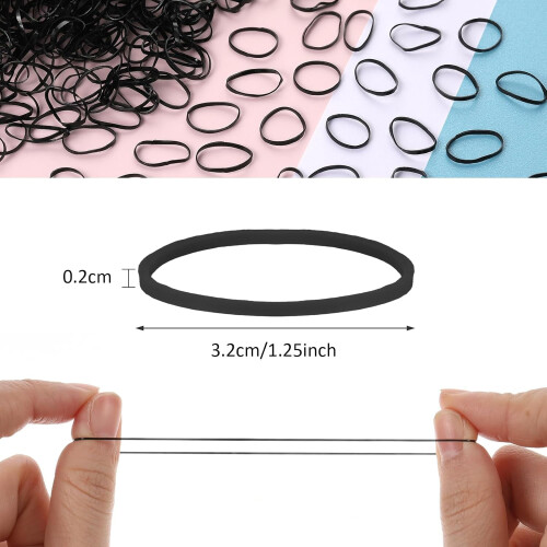 1000 Stück durchsichtige Mini-Haargummis, 32 mm  2 mm 1