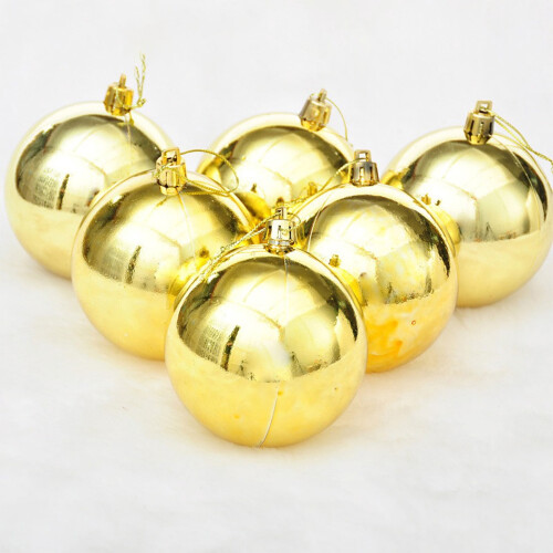 6 goldene Weihnachtskugeln, 10 cm bruchsicherer Baum 1