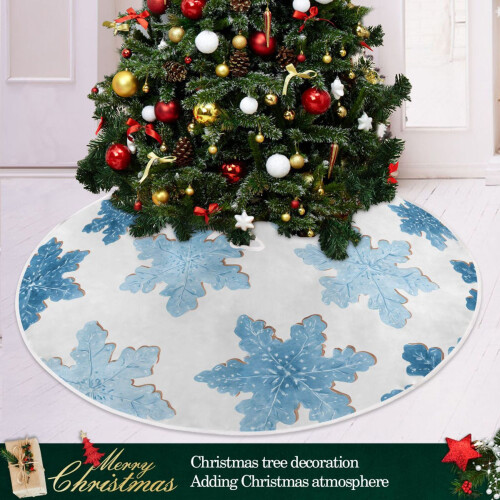 Weihnachtsbaumdecke mit Schneeflockenmuster, blau, 120 cm 2
