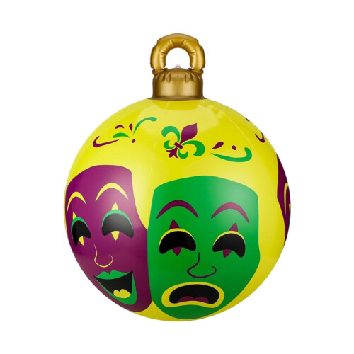 Decor de bal de carnaval gonflabil – Mască galbenă, verde și violet