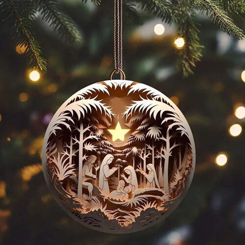 Julkrubba – Juldekoration i akryl, 8 cm, 2