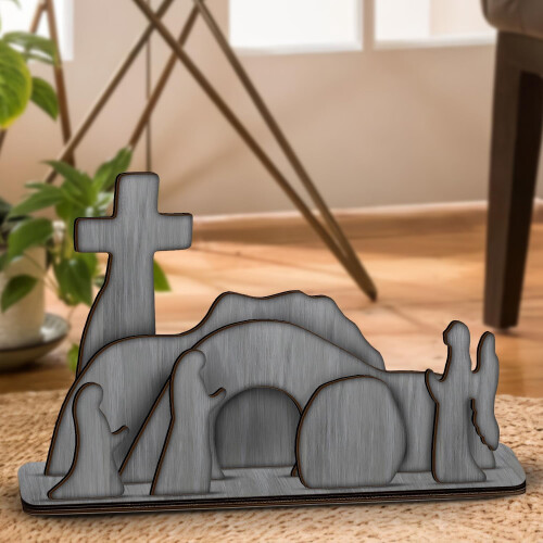 Empty Tomb Easter Scene Set Wooden Resurrection Display 1