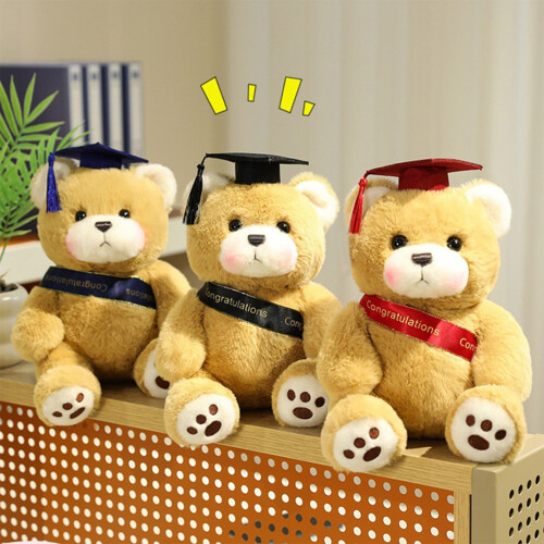 Graduation Bear Plush Toy Brown 10 inch