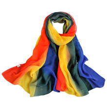 Chiffonskjerf med gradvis farge for kvinner, 160 cm langt