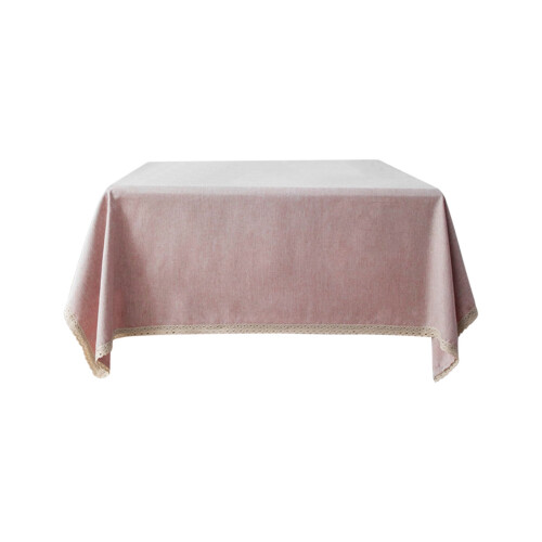 Cotton Linen Tablecloth Pink 140x180cm 1