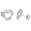 Heart Stud Earrings, 18K White Gold Plated, 13mm 1