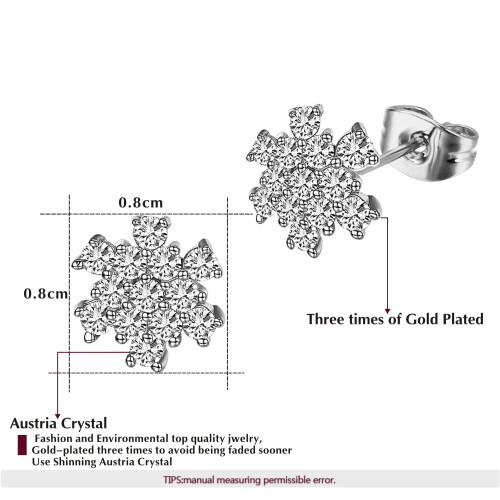 Snow Stud Earrings for Women Gold Plated Austrian Crystal 2 2