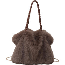 Γυναικεία τσάντα Tote από ψεύτικη γούνα 33x16x29cm