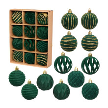 Set mit beflockten Weihnachtskugeln – 12-teiliges Dekorationsset