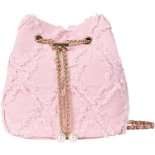 Denim Bucket Bag med snøre og justerbar rem