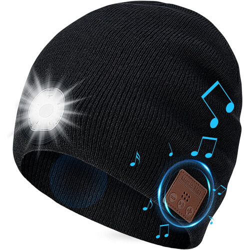 Καπέλο Bluetooth με φως LED, μαύρο