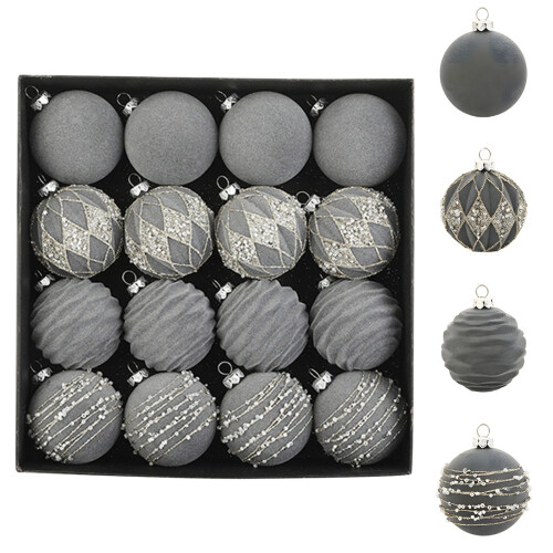 16 Brown Flocked Plastic Christmas Ornaments 6cm 2