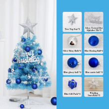 Blue Mini Christmas Tree with LED Lights 6-inch