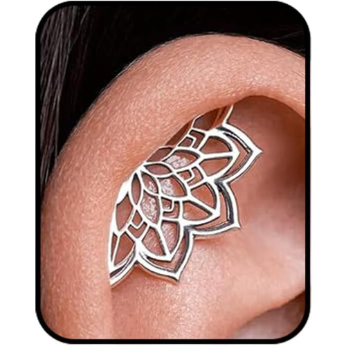 Cluas-Mhanglain Héilics Lotus Mandala – Cartilage Boho Gotach